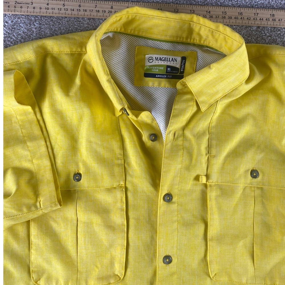 Magellan Outdoors Adventure Gear Yellow Fishing Shirt Mens XL Angler Fit MagWick